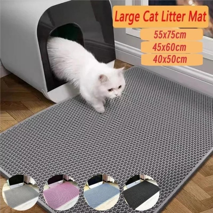 Katzenstreu Matte Haustier Toilette Wasserdichte Doppelschicht Haustier Katzentoilette Matte Rutschfeste Sand Katze Waschbare