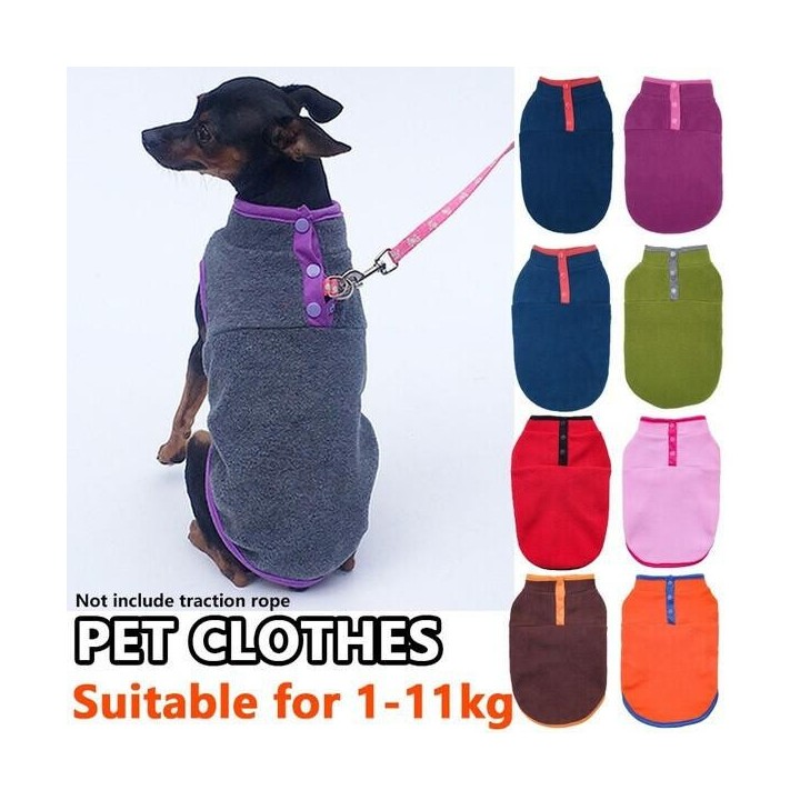 Haustierkleidung Herbst/Winter, leichtes Polarfleece für kleine und mittelgroße Hunde, lässiger Pullover, warm, dick, offener