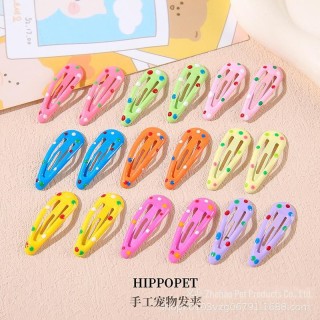 „Bunter BB-Clip mit Punkten – süßes Haustier-Haar-Accessoire für Bichon und Yorkshire“ 3cm gelb