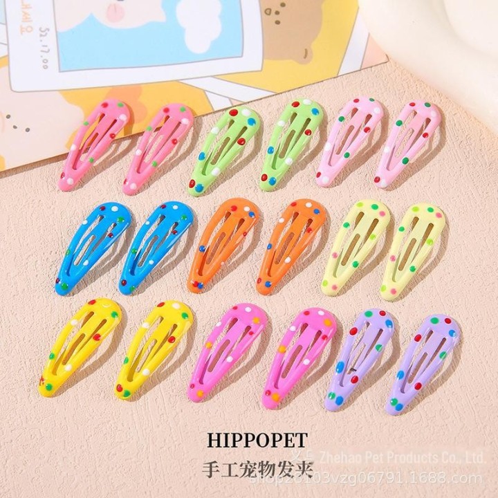 „Bunter BB-Clip mit Punkten – süßes Haustier-Haar-Accessoire für Bichon und Yorkshire“ 3cm gelb