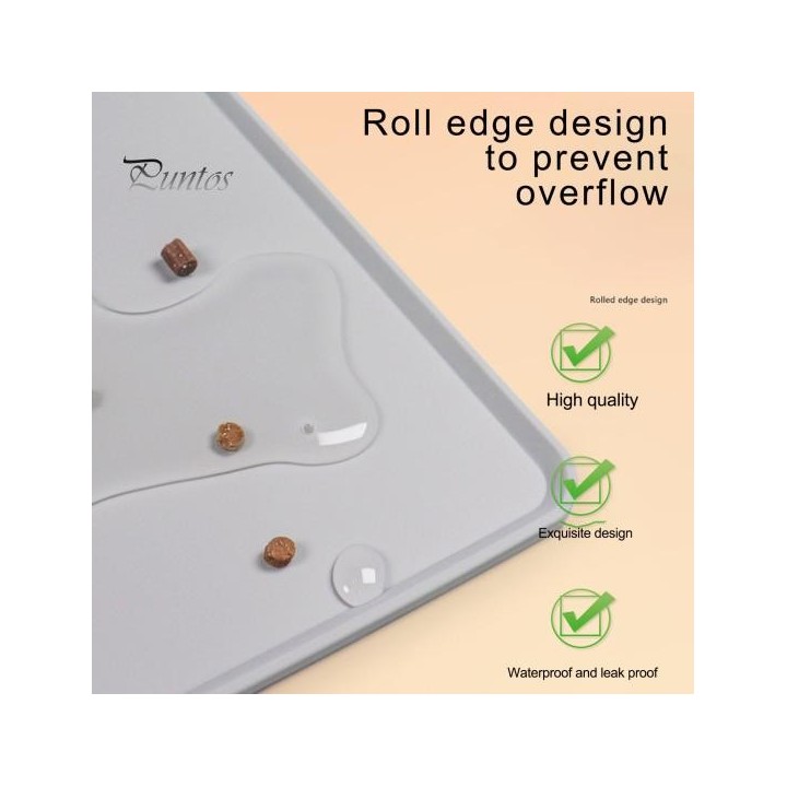 Tischset für Haustiere, wasserdichte Futtermatte aus Silikon für Haustiere mit erhöhten Kanten, auslaufsichere Futternapfmatt