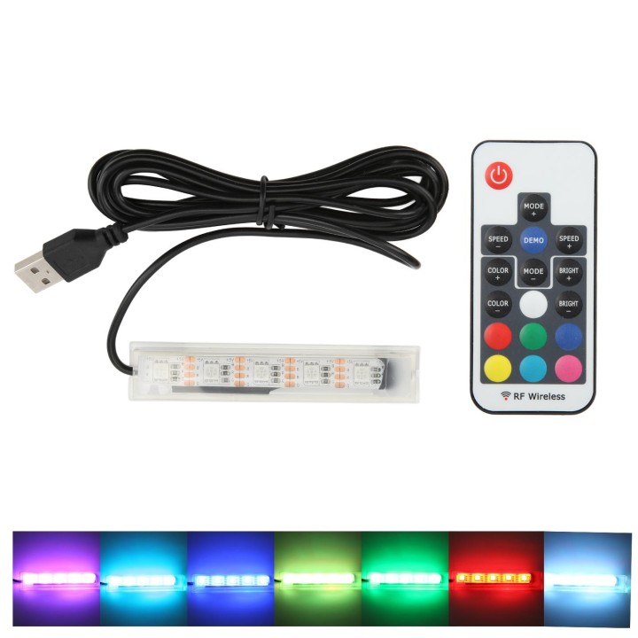 Mikro-Aquarium-Licht, USB-betriebene Fernbedienung, bunte Fisch-LED-Lampe für Landschaft Black Wire