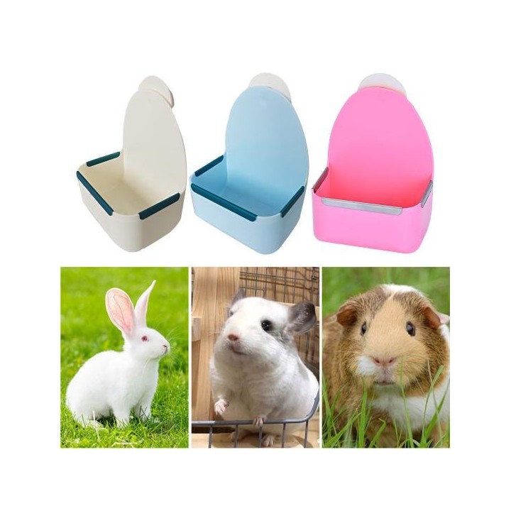 Feeder Bowl Anti-fallen Anti-beiß-Rand Große Kapazität PP Kunststoff Hängen Design Kaninchen beige