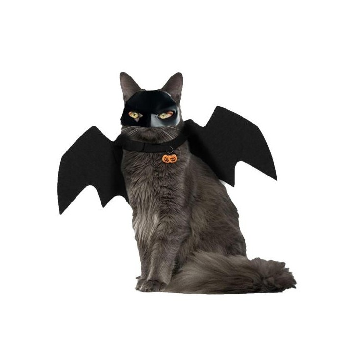 Katzenfledermaus-Cosplay-Set, Katzenfledermaus-Avenger-Cosplay-Hut und Flügel-Set, Haustier-Halloween-Party-Gesichtskissen, V