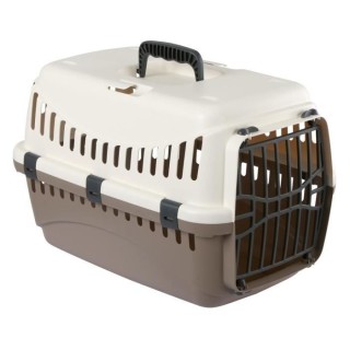 Hundetransportbox - KERBL - Expedition - 48x32x32cm - Creme und Taupe - Autosicher