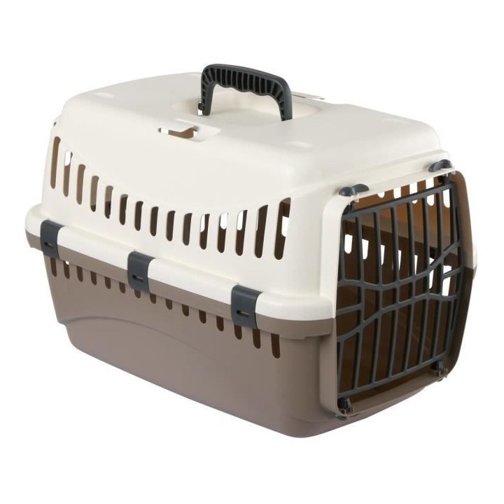 Hundetransportbox - KERBL - Expedition - 48x32x32cm - Creme und Taupe - Autosicher