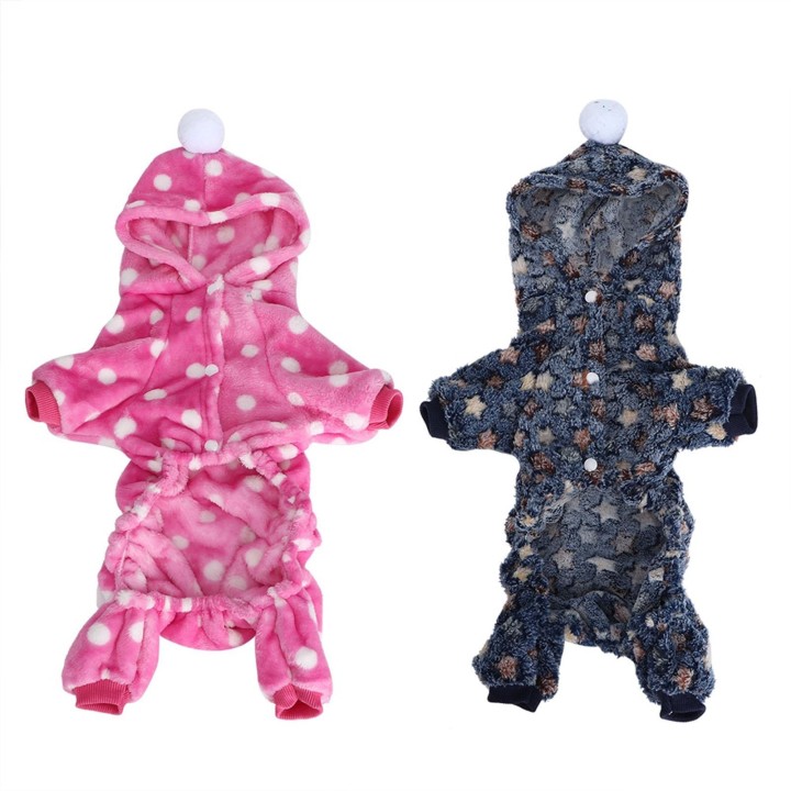 Herbst Winter Haustier Kleidung Overall Warme Pyjamas Kleidung für Hunde Katzen Kleine Tiere Navy Star XS