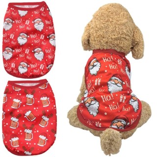 Haustier-Hundekleidung Weihnachten Neujahr Haustierweste für kleine mittelgroße Hunde Katzen T-Shirt Bier Hirsch Druck Welpen