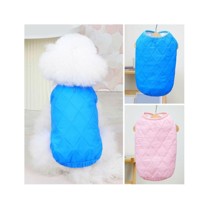 Haustiermantel, weich, schlichter Stil, trendig, lässig, warm halten, Baumwolle blau