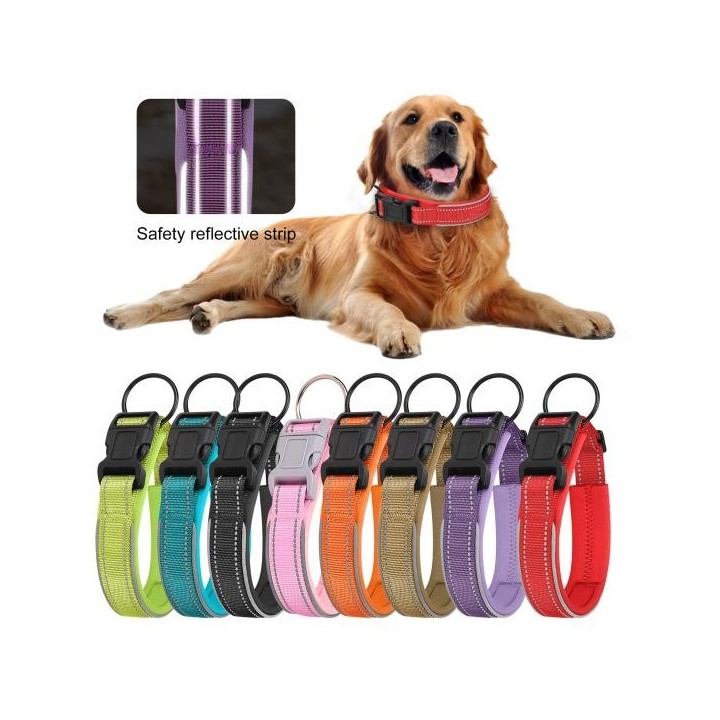 Haustierhalsband, reflektierende Streifen, verstellbar, Anti-Zug, bissfest, atmungsaktiv, verhindert Bruch, Sicherheitsschnal