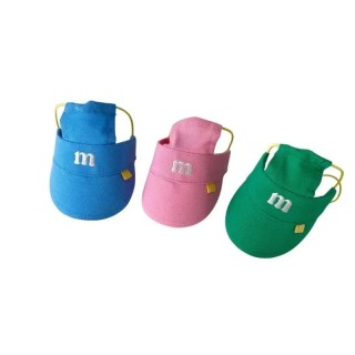 Mode INS bestickte dreifarbige Sonnenhüte für Hunde, Visierhut, elastische Schweinenase-Schnalle, verstellbare Hüte, Welpenzu