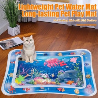 Wassersensormatte für Katzen, verdickte sensorische Wasserspielmatte mit Fischmuster, aufblasbare Kühlung A