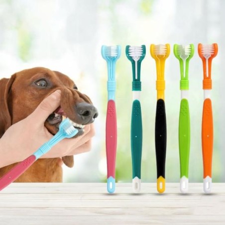 Haustier-Fingerzahnbürste, bequemer Griff, Reinigung der Zähne, Kunststoff, dreiseitig, Mundgeruch, Zahnpflege, Zahnbürste fü