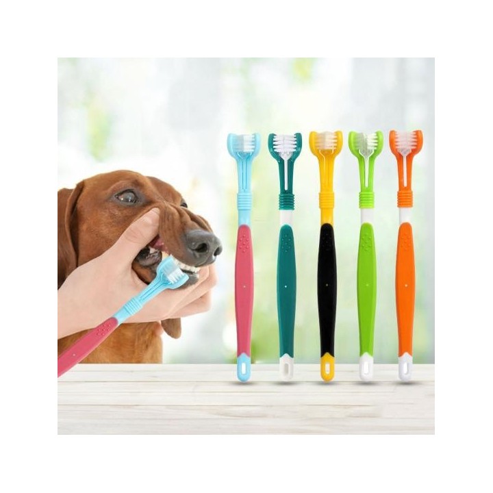 Haustier-Fingerzahnbürste, bequemer Griff, Reinigung der Zähne, Kunststoff, dreiseitig, Mundgeruch, Zahnpflege, Zahnbürste fü