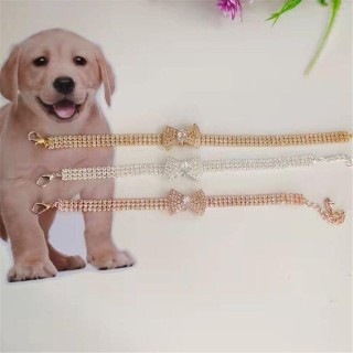 Strass-Halskette mit Schleifenknoten für Kleintiere, Halsband, Halskette für Hunde, Halskette für Katzen, Haustierprodukte go