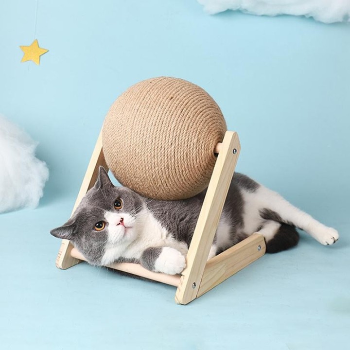 Katze Kratzen Ball Holz Ständer Haustier Möbel Sisal Seil Ball Spielzeug Kätzchen Klettern Scratcher Schleifen Pfoten Schaber