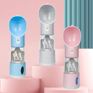 4 in 1 Tragbare Haustier-Wasserflasche für kleine Hunde und Katzen, Multifunktions-Futterspender, Kotbeutel, Futterspender fü