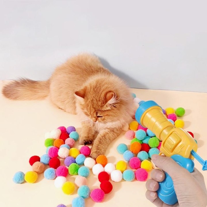 1 Set Katzen-Plüschspielzeug, Pistole, Plüschwerfer, geräuschloses interaktives Werkzeug, Mini-Schießpistole, Spiele, Stretch