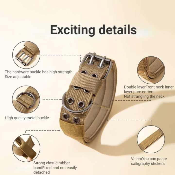 Hundehalsband, Hundegeschirr und Leine mit Innenschicht, reine Baumwolle, Doppelnadelschnalle aus Metall für Atmungsaktivität