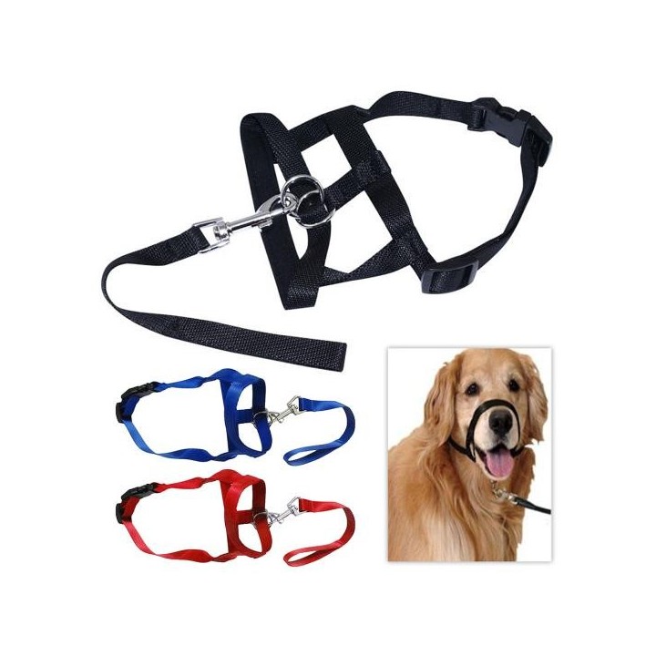 Weiche Nylon Hund Haustier Kopf Kragen Training Mund Käfig Anti Biss Kauen Sicherheit Maske XXL blau