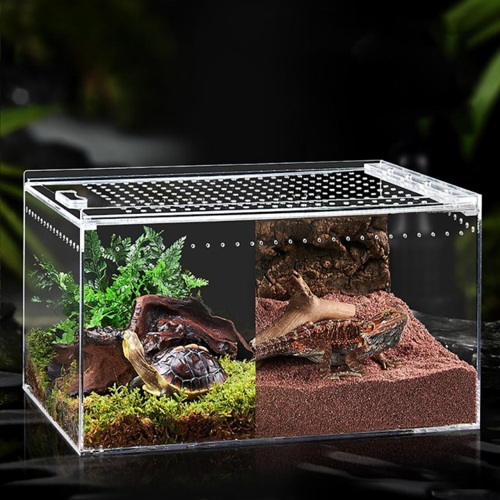 Acryl-Lebensraumkäfig, Reptilien-Terrarium, Insekten-Vogelspinnen-Gehäuse, Tank, Schnecken-Spinn-Lebensraumkäfig für die Heim