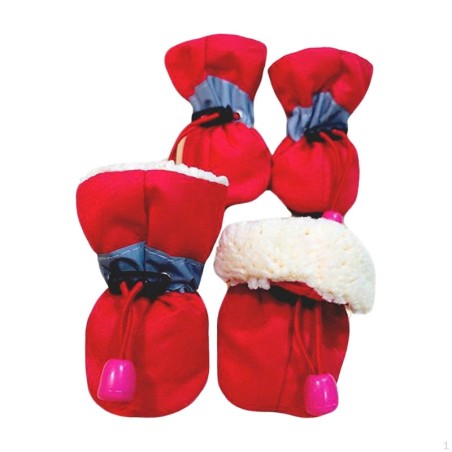 4 stück Hund Stiefel Pet Schuh Abdeckung Nicht-Slip mit Reflektierende Leichte Pfote Protektoren für 1 Red 3.5cmx2.5cm