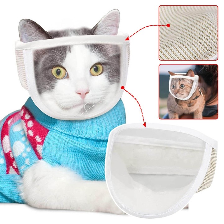 Katzenmaulkorb für die Fellpflege, atmungsaktiver, transparenter Katzengesichtsschutz, Haustiermaulkorb zum Krallenschneiden