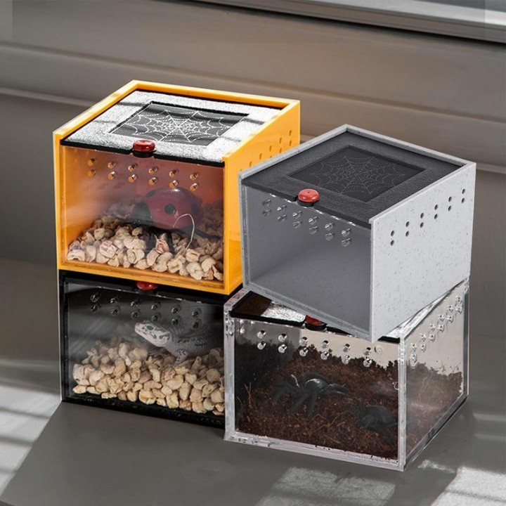 Reptilien-Zuchtbox, transparenter Käfig, Lebensraum für Insekten, Fütterung, Acrylbox, Terrarium, ausbruchsicher, für die Ver