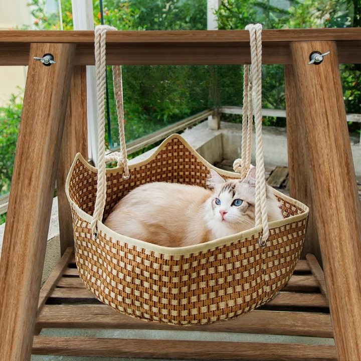 Frühling und Sommer Katzenhängematte Sommer Schlafen Cool Nest Matte Handgemachte Stroh Katze Be Woven Haustier Katzennest Ra