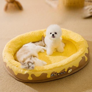 Haustiernest, Honigtopf, ovales Hundenest, warmes und verdicktes Katzennest, Hundematte, Welpensamtnest, abnehmbares und wasc