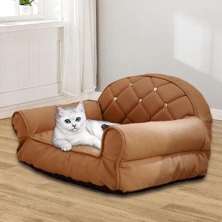 Katzencouch Sofa Leicht zu reinigen Mode für mittelgroße und kleine Hunde Katzen Weiches Haustierbett Rectangle Brown