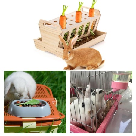 Heu-Futterständer für Kaninchen, Chinchilla-Futterständer, Futterspender aus Holz, Fütterung von Kleintieren