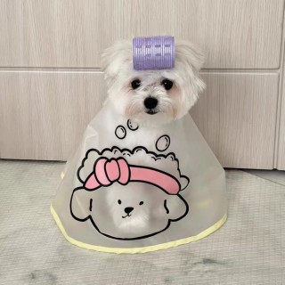 Haustier-Umhang, verstellbarer Haustier-Haarschnitt-Umhang, wasserdicht, Cartoon-Druck-Design, Hundepflege-Umhang, Heimtierbe