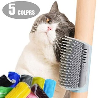 Katzenbürste Corner Cat reibt das Gesicht mit einem Kitzelkamm. Katzenprodukt. Katzenmassage-Self Groomer-Kammbürste rosa
