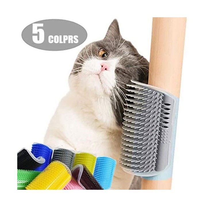 Katzenbürste Corner Cat reibt das Gesicht mit einem Kitzelkamm. Katzenprodukt. Katzenmassage-Self Groomer-Kammbürste rosa