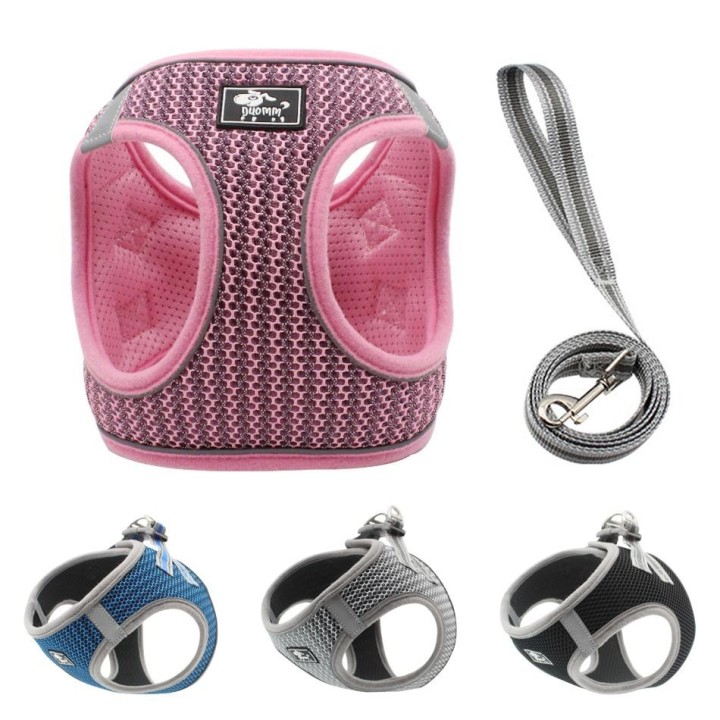 Atmungsaktive Mesh-Hundegeschirrweste für kleine Hunde, kein Ziehen, reflektierendes Haustier, Katze, Chihuahua, Mops, Gehtra