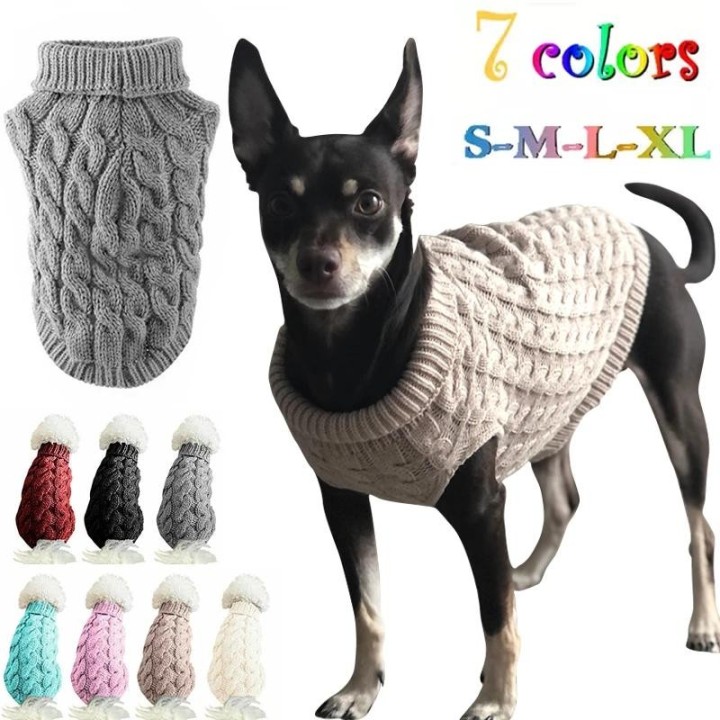Warme Pullover-Kleidung für Hunde und Katzen, Woll-Outfit, Winter-Strickkleidung, Haustier-Welpen-/Katzenweste, Kostüm für kl