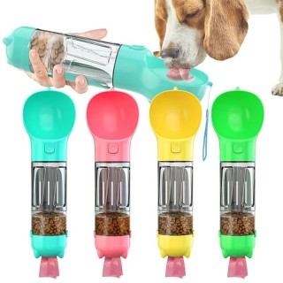 300 ml tragbare Multifunktions-Wasserflasche für Hunde, Futterspender für große Hunde, 3-in-1 Kotspender, Welpen-Haustier-Rei