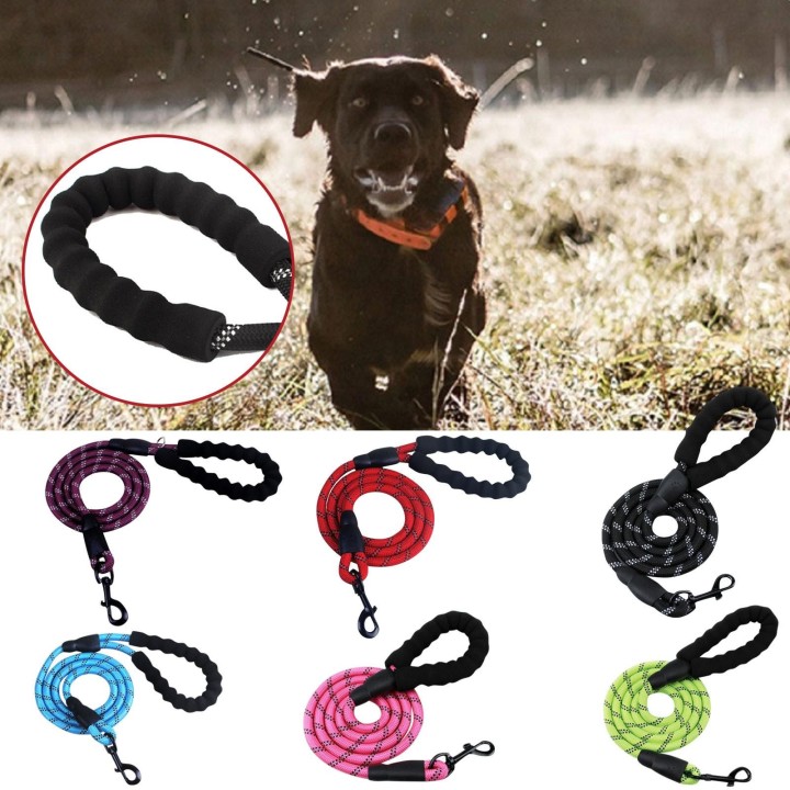 Starke Hundeleine mit bequemem, gepolstertem Griff und stark reflektierenden Fäden One Size grün