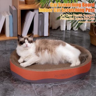 Katzenkratzbrett, ovales Katzenkratzbett aus Karton, große Katzenschleifklauen-Lounge, Kratzunterlage, Schüssel für Hauskatze