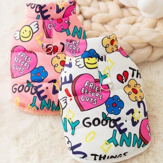 Daunenjacke für Hunde mit modischem Aufdruck, süße, weiche Hundekleidung, Winterjacke für Katzen, Mantel, warmes Welpenkostüm