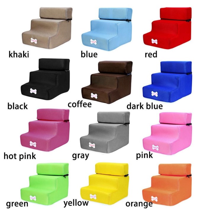 Neue atmungsaktive Mesh-faltbare Haustiertreppe, abnehmbares Haustierbett, Katzen- und Hunderampe, 3 Stufen schwarz