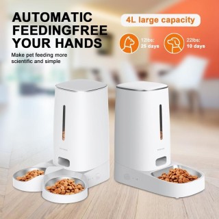 Automatischer Futternapf für Haustiere, für Hunde und Katzen, universell, intelligenter Edelstahl-Doppelnapf, Fütterung mit W