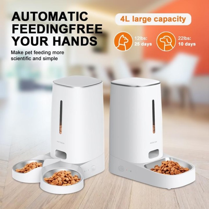 Automatischer Futternapf für Haustiere, für Hunde und Katzen, universell, intelligenter Edelstahl-Doppelnapf, Fütterung mit W