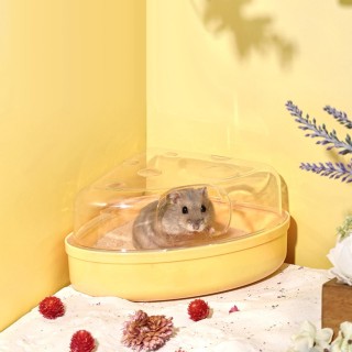 Hamster Sandbad Box Gerbil Trockenkäfig Zubehör, Langlebig, Sandkasten, Badewanne für Small Yellow