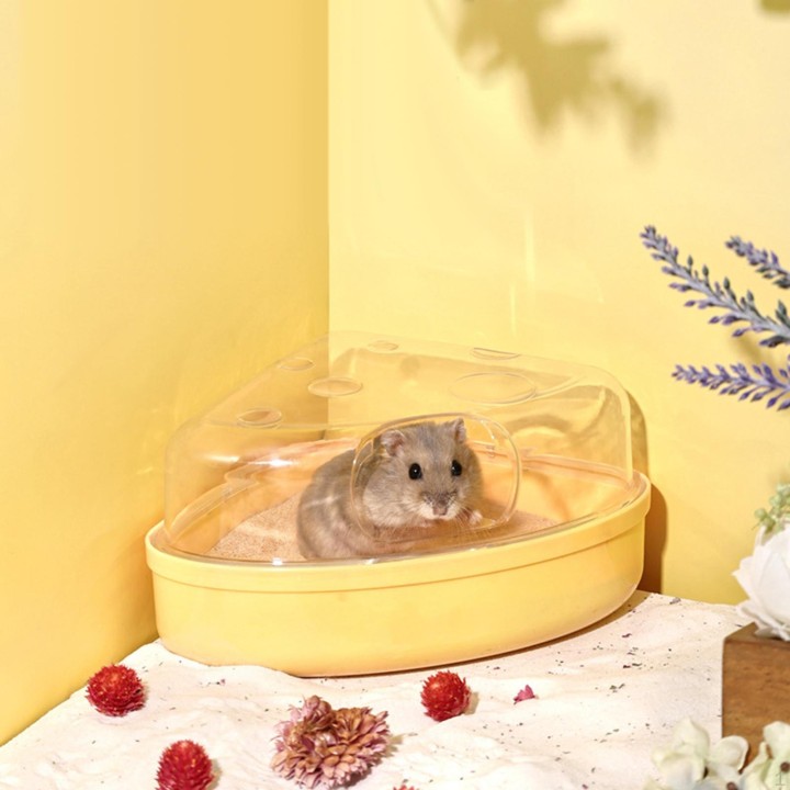 Hamster Sandbad Box Gerbil Trockenkäfig Zubehör, Langlebig, Sandkasten, Badewanne für Small Yellow