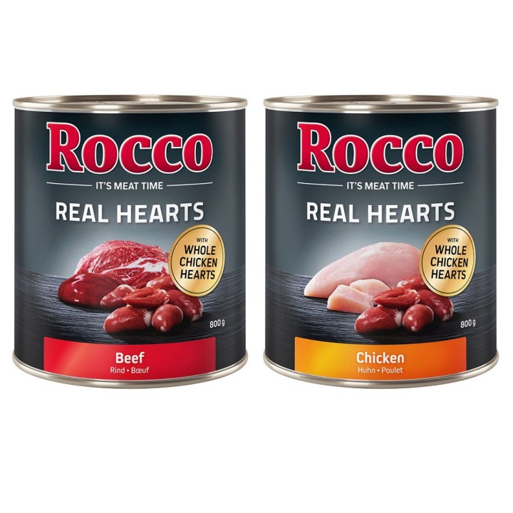 Sparpaket Rocco Real Hearts 24 x 400 / 800 g - 24 x 800 g: Mix Rind & Huhn