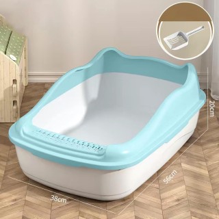 Katzentoilette, halbgeschlossen, 56 x 38 x 20 cm, spritzschutz, großes Fassungsvermögen, multifunktional, für Kaninchen blau