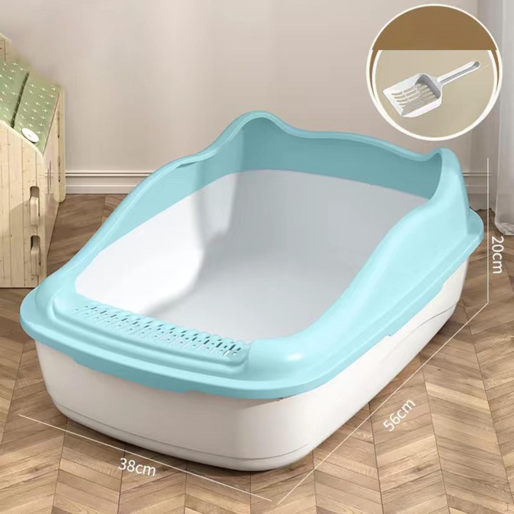 Katzentoilette, halbgeschlossen, 56 x 38 x 20 cm, spritzschutz, großes Fassungsvermögen, multifunktional, für Kaninchen blau