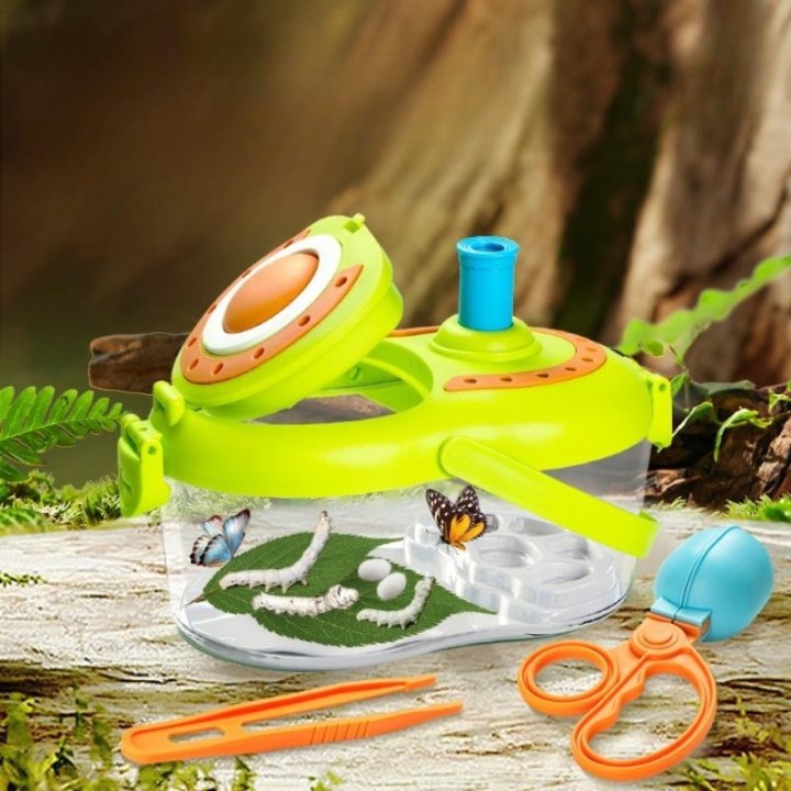 Insektenbeobachtungsbox für Kinder, Outdoor-Explorer-Set, gebundener Fangbehälter, Sammelset, Behälter, Naturwissenschaft, Bi